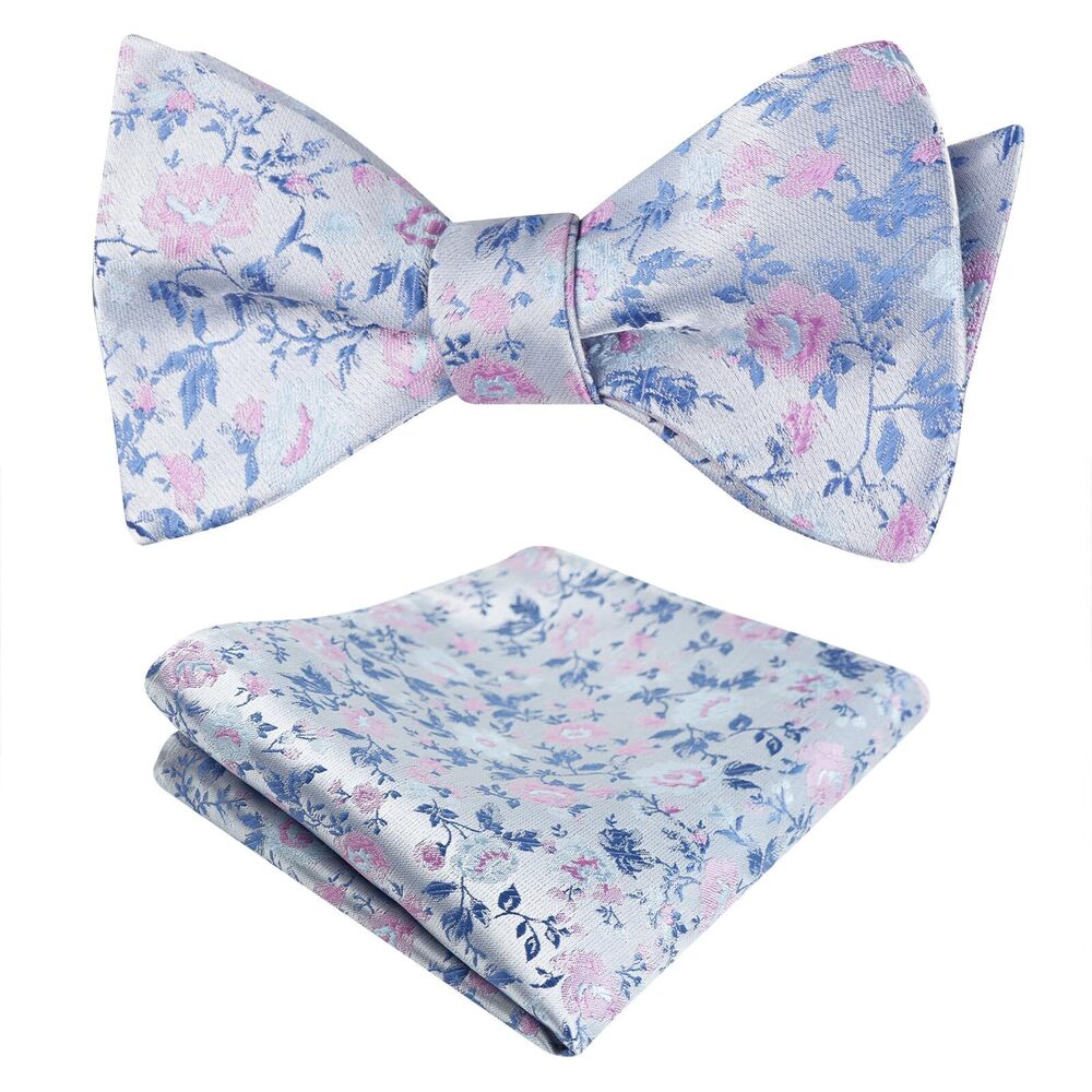 3496 2pcs Classic Floral Pattern Self-tied Bow Tie and Handkerchief Set